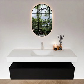 Zaro Alan badmeubel 140cm urban 1 lade met vrijhangende wastafel cloud midden 1 kraangat talc