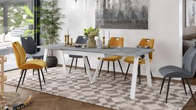 AVERY Millenium beton/onderkant wit - LOFT/INDUSTRIËLE TAFEL VOOR WOONKAMER / EETKAMER UITKLAPBAAR TOT 290 cm!