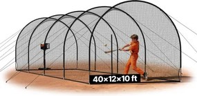 VEVOR honkbal slagkooi (halfrond) net 1220x370x305 cm, draagbaar trainingsnet met 4-laags en knooploos polyesterweefsel en opening voor werpmachines, incl. softbal trainingskooi net