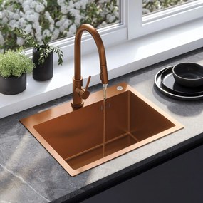 Stalen spoelbak Liam BRUSH COPPER