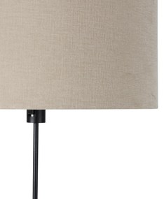 Vloerlamp zwart verstelbaar met kap lichtbruin 50 cm - Parte Design E27 rond Binnenverlichting Lamp