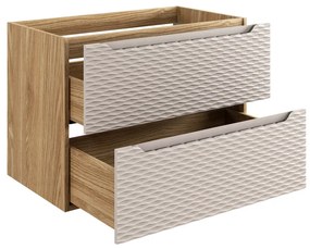 Comad Ocean Beige badmeubel 80cm met 2 lades en wastafel wit glans