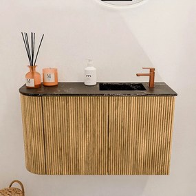 Mondiaz Joya DLux 70cm toiletmeubel ronding links oak met wastafel faye rechts 1 kraangat lava