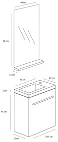 Differnz Tight badmeubel set 40cm wit