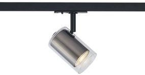 Moderne spot gunmetal met helder glas voor railsysteem 1-fase - Iconic Lloyd