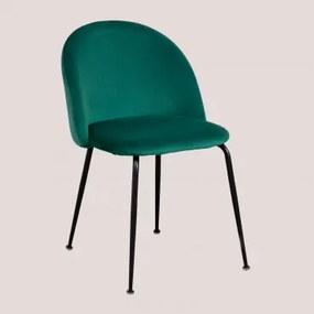 Set Van 2 Eetkamerstoelen In Fluweel Kana Design Jungle Groen & Zwart - Sklum