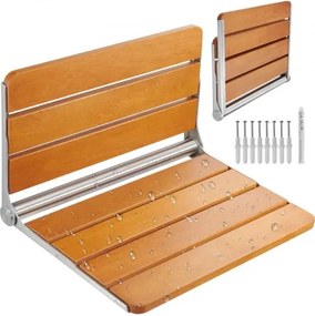 VEVOR Teakhouten opklapbare douchestoel, aan de muur te monteren opklapbare douchebank met een draagvermogen van 227 kg, ruimtebesparende opklapbare douchestoel voor senioren, zwangere vrouwen en kinderen 530 x 406 x 318 mm