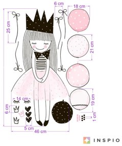 INSPIO Sticker voor een meisje - Prinses met ballonnen