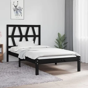 vidaXL Bedframe massief grenenhout zwart 100x200 cm