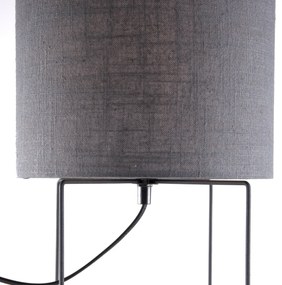 Stoffen Moderne tafellamp zwart met grijze kap - Hina Modern E27 rond Binnenverlichting Lamp