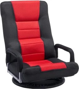 VEVOR Draaibare vloergamestoel met armleuningen (360° draaibaar) Vloerbank met 6 verstelbare standen, rugleuning en lendensteun, Video-relaxfauteuil voor tv kijken en lezen, Rood/Zwart