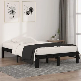 vidaXL Bedframe massief hout zwart 120x190 cm 4FT small double