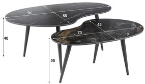 Salontafelset Keramiek Niervormig - 91 X 55cm.