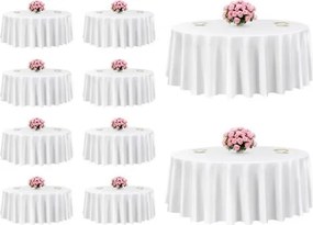 VEVOR 10 stuks ronde tafelkleden, 3048 mm, kreukvrij tafelkleedbeschermer, machinewasbaar polyester tafelkleed voor feesten, bruiloften, banketten en formele evenementen, wit