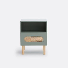 Nachtkastje met 1 lade in riet, Pacome