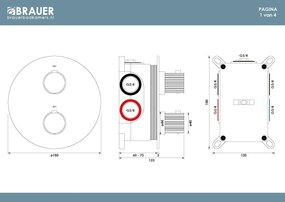 Brauer Stripe inbouw regendouche rond met 25cm hoofddouche, plafondarm en staafhanddouche set 39 gunmetal geborsteld PVD