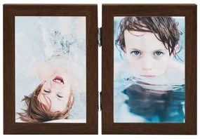vidaXL Fotolijst tweeluik 2x(10x15 cm) donkerbruin