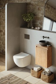Fontana Bano toiletmeubel ribbelfront warm eiken 40x22cm met mat zwarte waskom