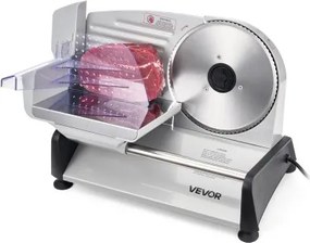 VEVOR Universele Vleessnijmachine 200 W Elektrische Snijmachine met 19 cm Mes, Vleessnijmachine met instelbare dikte van 0–15 mm, voor Diepvriesvlees, Ham, Biefstuk