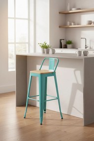 Kruk Torix met rugleuning van natuurlijk hout