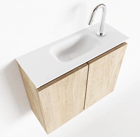 Mondiaz Ture 60cm toiletmeubel washed oak met wastafel talc midden 1 kraangat