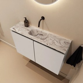 Mondiaz Ture DLux toiletmeubel 80cm linen met wastafel glace midden zonder kraangat