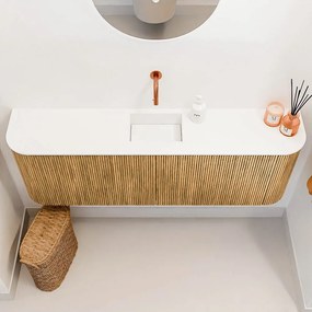Mondiaz Joya 125cm toiletmeubel ronding links/rechts oak met wastafel faye midden zonder kraangat talc