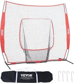 VEVOR 213,4 x 106 x 210 cm honkbal-softbal oefennet, honkbal-werpnet, slaan, vangen, werpen, vangnet trainingshulpmiddelen voor honkbaluitrusting met boogframe, draagtas en slagzone
