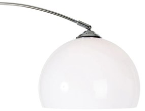 Moderne booglamp chroom met witte kap - Arc Basic Design, Modern, Retro E27 rond Binnenverlichting Lamp