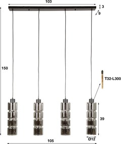 Hanglamp Eettafel Glazen Cyclinders