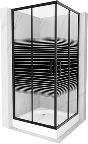 Mexen Rio vierkante douchecabine 90 x 90 cm, zwarte strepen, zwart + douchebak, wit - 860-090-090-70-20-4510