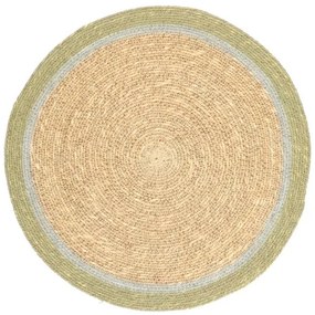Placemat naturel, zeegras, groene rand,Ø38 cm