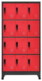 vidaXL Lockerkast 90x45x180 cm staal antracietkleurig en rood