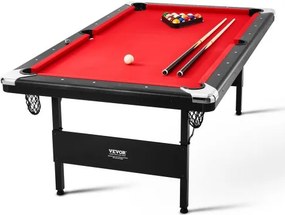 VEVOR Pooltafel, 2,13 m Pooltafel, Opvouwbare Ruimtebesparende Tafel, Biljarttafelset inclusief Ballen, Keuen, Krijt, Zwart, Perfect voor de Familiespeelkamer voor Kinderen en Volwassenen