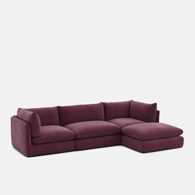 Modulaire bank, 3 zits met poef, gestructureerde stof, Malo