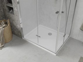 Mexen Lima Duo inklapbare douchecabine 80 x 70 cm, transparant, chroom + Flat douchebak - 856-080-070-01-02-4010
