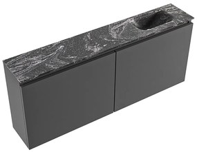 Mondiaz Ture DLux toiletmeubel 120cm dark grey met wastafel lava rechts met kraangat