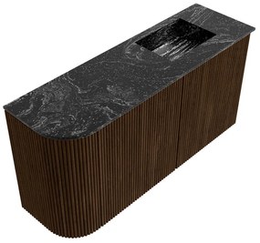 Mondiaz Joya DLux 80cm toiletmeubel ronding links walnut met wastafel faye rechts 1 kraangat lava