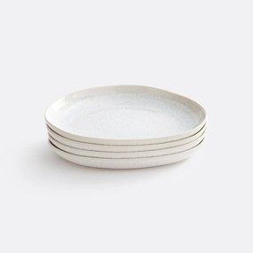 Set van 4 parelmoer aardewerk dessertborden, Ivoria