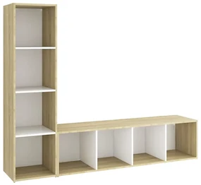 vidaXL Tv-meubelen 2 st 142,5x35x36,5 cm spaanplaat wit sonoma eiken