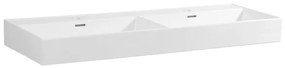 Saniclass Legend Meubelwastafel - 120x47x13cm - overloop - 2 wasbakken - links rechts 2 kraangaten - keramiek - wit 2215