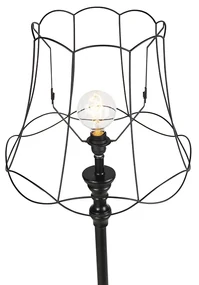 Vloerlamp zwart met Granny Frame kap 45 cm - Classico Klassiek / Antiek Minimalistisch E27 Draadlamp rond Binnenverlichting Steen / Beton Lamp