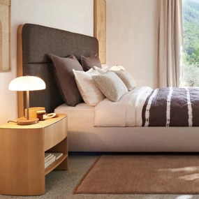 Hoofdbord in gevlekte stof met frame in eikenfineer, NOEN