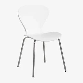 Set Van 4 Stapelbare Eetkamerstoelen Uit Wit & Grijs – Chroom - Sklum