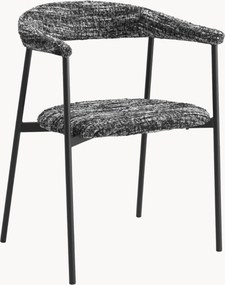 Bouclé eetkamerstoelen Julio met armleuningen, 2-delig