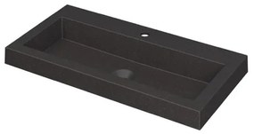 INK Dock wastafel - 80x40x6cm - 1 wasbak - 1 kraangat - Quartz zwart 3415211