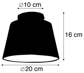 Stoffen Plafondlamp met katoenen kap zwart met goud 20 cm - Combi zwart Klassiek / Antiek E27 rond Binnenverlichting Lamp
