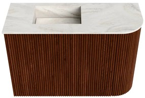Mondiaz Joya DLux 60cm toiletmeubel ronding rechts ruby met wastafel faye links 1 kraangat ostra