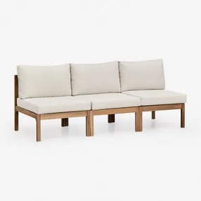 3-delige Modulaire Bank Van Acaciahout Branson Wit Gardenia - Bruin Acacia - Sklum