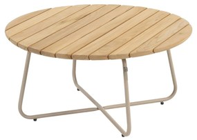4 Seasons Outdoor Verdi loungetafel latte met rond teak blad Ø 73 cm SALE Loungetafel   beige weerbestendig